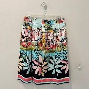 Floral Mediterranean Print Women's Skirt